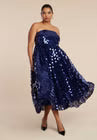 ELOQUII Paillette Dress With Big Skirt - Navy