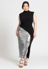ELOQUII Funnel Neck Knit Dress With Sequin - Black Onyx
