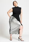 ELOQUII Funnel Neck Knit Dress With Sequin - Black Onyx