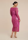 ELOQUII Sequin Dress With Sheer Layer - Raspberry Melange