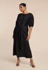ELOQUII Draped Plisse Dress -  Black Onyx