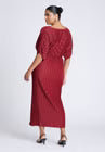 ELOQUII Draped Plisse Dress - Rumba Red