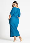 ELOQUII Draped Plisse Dress - Dark Bluejay