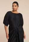 ELOQUII Draped Plisse Dress -  Black Onyx