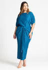 ELOQUII Draped Plisse Dress - Dark Bluejay