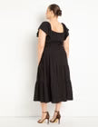 ELOQUII Ruffled Tiered Maxi Dress - Black Onyx