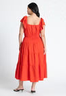 ELOQUII Ruffled Tiered Maxi Dress - High Risk Red