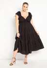 ELOQUII Ruffled Tiered Maxi Dress - Black Onyx