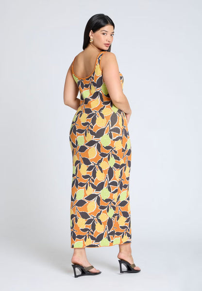 ELOQUII Intarsia Column Dress - Citrus Vine