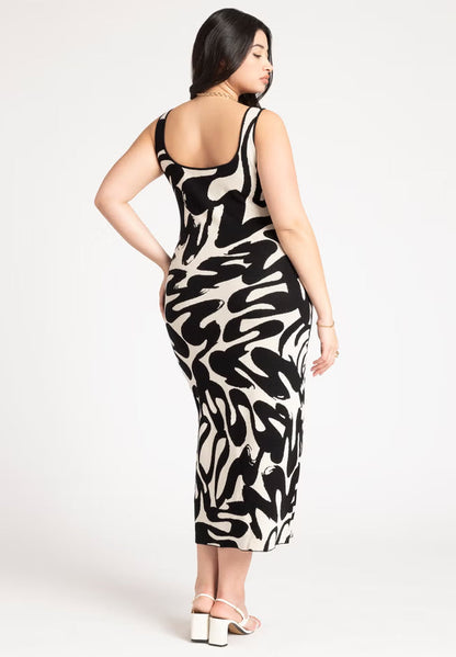 ELOQUII Intarsia Column Dress - Sophisticated Squiggles