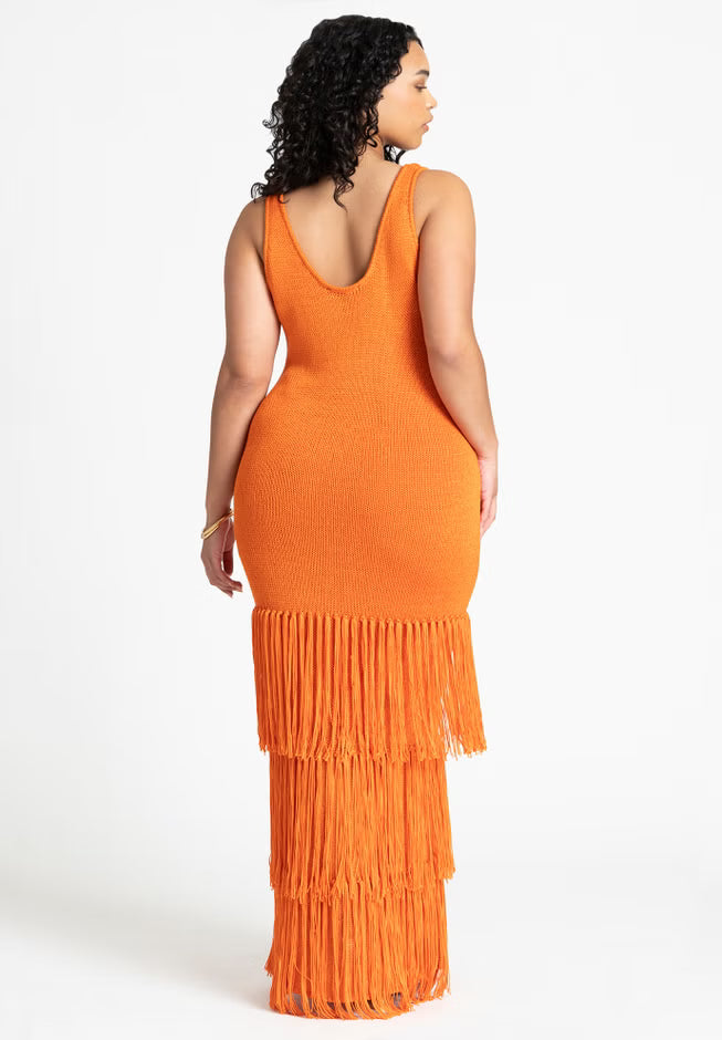 ELOQUII Fringe Sweater Dress - Koi
