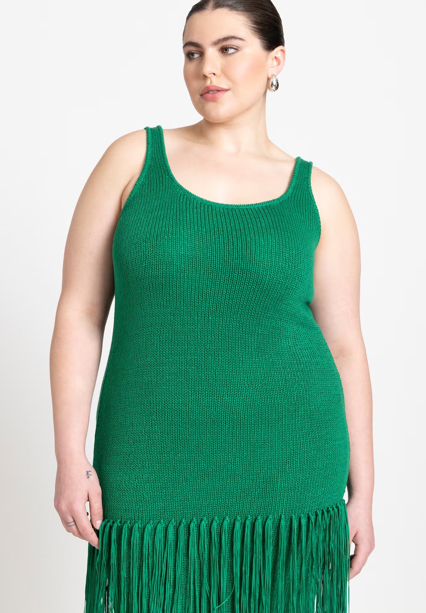 ELOQUII Fringe Sweater Dress - First Tee