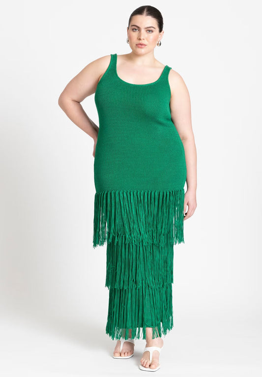 ELOQUII Fringe Sweater Dress - First Tee