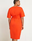 ELOQUII Cross Front Flutter Sleeve Dress - Peppery Vermillion