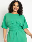 ELOQUII Cross Front Flutter Sleeve Dress - Leprechaun