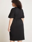 ELOQUII Cross Front Flutter Sleeve Dress - Black Onyx