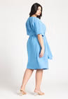 ELOQUII Cross Front Flutter Sleeve Dress - Azure Blue