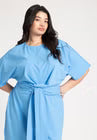 ELOQUII Cross Front Flutter Sleeve Dress - Azure Blue