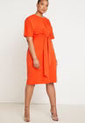 ELOQUII Cross Front Flutter Sleeve Dress - Peppery Vermillion