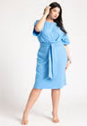 ELOQUII Cross Front Flutter Sleeve Dress - Azure Blue