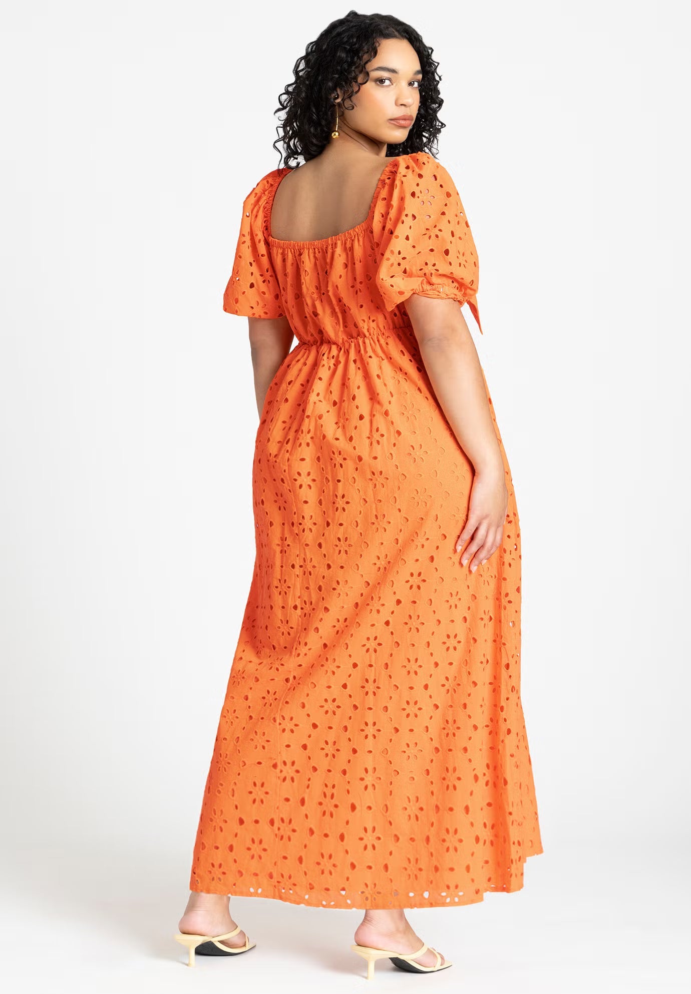 ELOQUII Eyelet Tie Front Maxi Dress - Firecracker