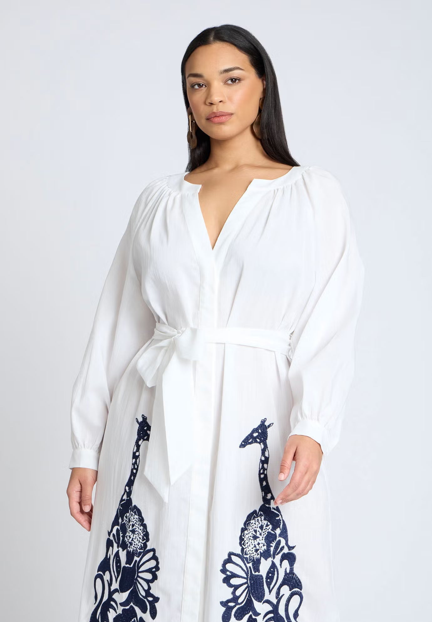 ELOQUII Relaxed Dress with Applique - Jet Stream