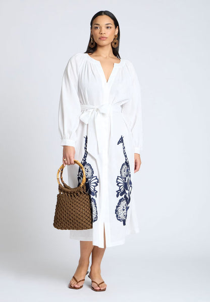 ELOQUII Relaxed Dress with Applique - Jet Stream