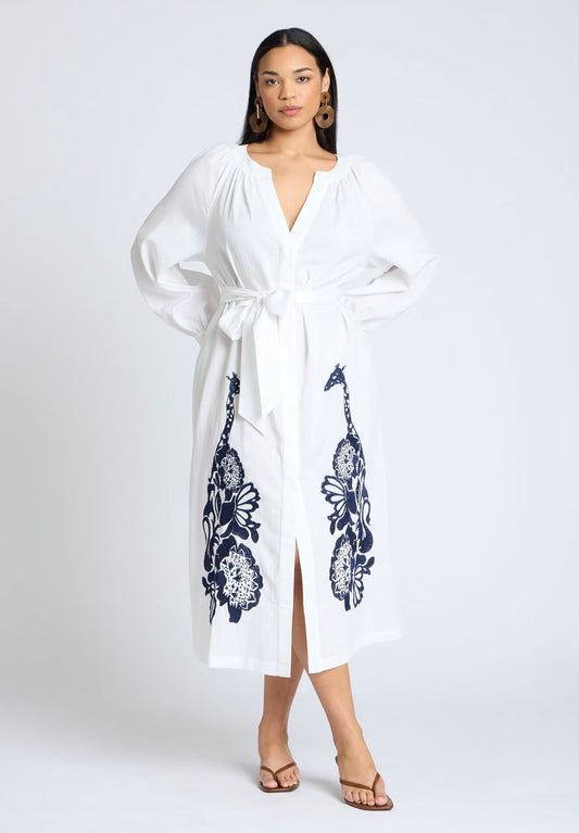 ELOQUII Relaxed Dress with Applique - Jet Stream