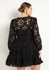 ELOQUII Tiered Eyelet Mini Dress - Black Onyx