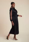 ELOQUII Plisse Open Sleeve Dress - Black Onyx