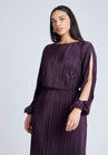 ELOQUII Plisse Open Sleeve Dress - Purple Pennant
