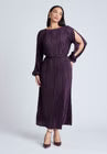 ELOQUII Plisse Open Sleeve Dress - Purple Pennant