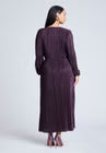 ELOQUII Plisse Open Sleeve Dress - Purple Pennant