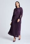 ELOQUII Plisse Open Sleeve Dress - Purple Pennant