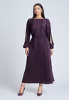 ELOQUII Plisse Open Sleeve Dress - Purple Pennant