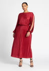 ELOQUII Plisse Open Sleeve Dress - Biking Red