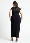 ELOQUII Cap Sleeve Mesh Midi Dress - Black Onyx
