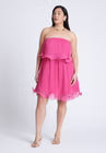 ELOQUII Ruffle Hem Mini Dress - Very Berry