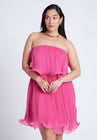 ELOQUII Ruffle Hem Mini Dress - Very Berry