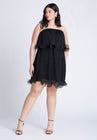 ELOQUII Ruffle Hem Mini Dress -  Black Onyx