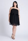 ELOQUII Ruffle Hem Mini Dress -  Black Onyx