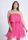 ELOQUII Ruffle Hem Mini Dress - Very Berry