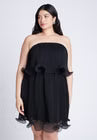 ELOQUII Ruffle Hem Mini Dress -  Black Onyx