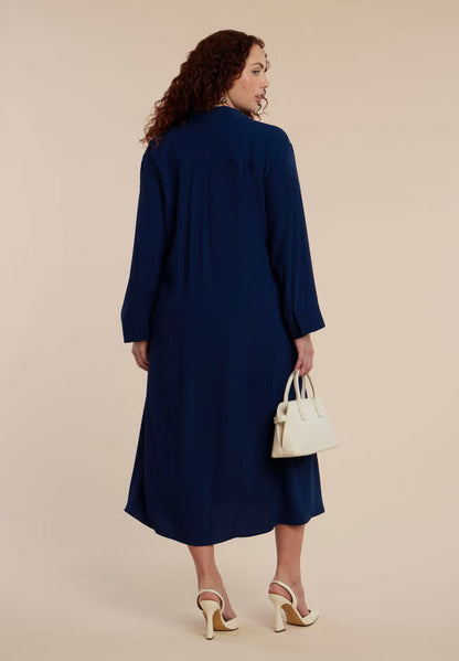 ELOQUII Tie Front Oversized Shirt Dress - Pageant Blue