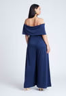 ELOQUII Off Shoulder Jumpsuit - Navy Blazer