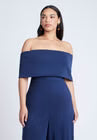 ELOQUII Off Shoulder Jumpsuit - Navy Blazer