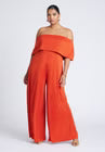 ELOQUII Off Shoulder Jumpsuit - Rooibos Tea