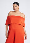 ELOQUII Off Shoulder Jumpsuit - Rooibos Tea