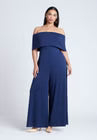 ELOQUII Off Shoulder Jumpsuit - Navy Blazer