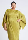 ELOQUII Cape Effect Plisse Dress - Avocado Oil